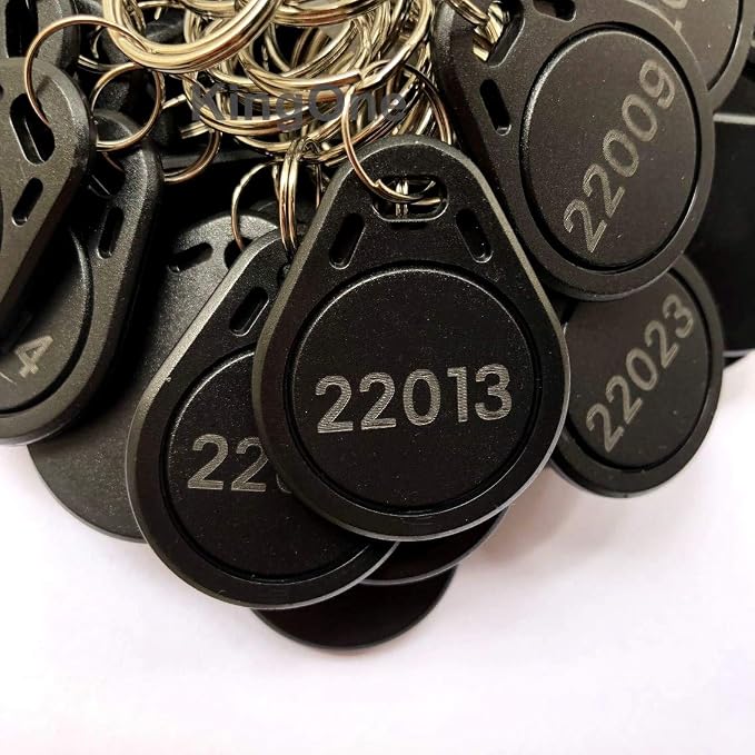KINGONE 100pcs 26 bit Keyfobs Proximity Fob Works with Prox Key ISOProx 1346 1386 1326 H10301 Format Readers. Works with The vast Majority of Access Control Systems (Black)