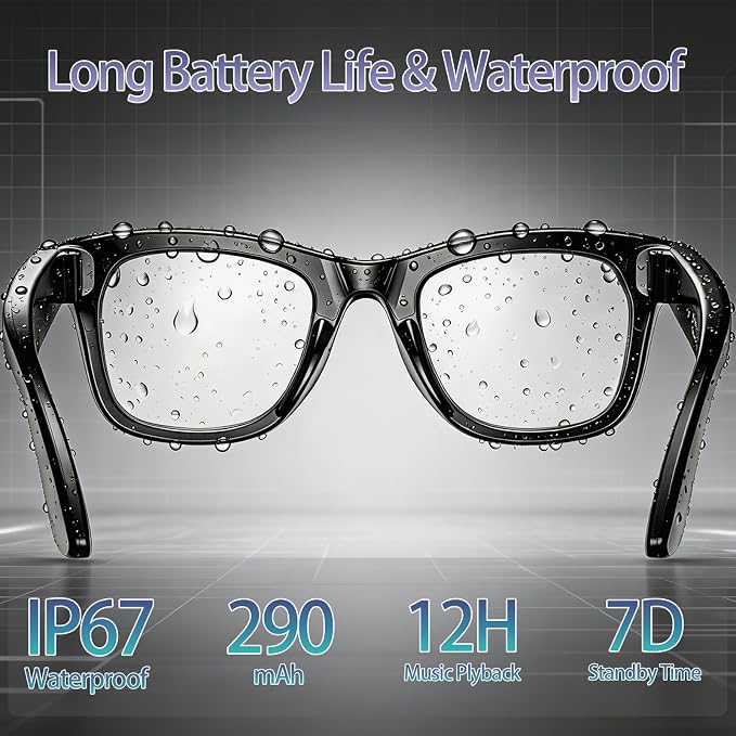 AI Smart Glasses with Camera 8MP HD Camera Glasses for Men Women 1080P Video Recording Sunglasses Real-time Translation, Open-Ear Audio for Travel, Meetings & Vlogging