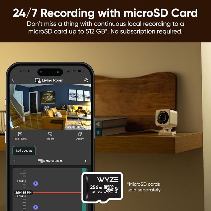 WYZE Cam v4 (Latest Model), 2.5K AI Security Camera, Indoor/Outdoor Cameras for Home Security, Baby Monitor & Pet Camera, Vibrant Color Night Vision, No Subscription Required, Free Expert Help