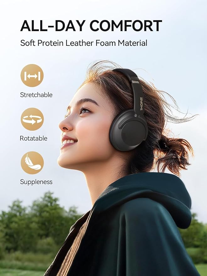 1MORE SonoFlow-Pro Noise Cancelling Headphones - HQ51 Over Ear Bluetooth Headphones with LDAC for Hi-Res Wireless Audio,100H Playtime, Bluetooth 5.4, QuietMax ANC, Comfortable Fit (Matte Gray)
