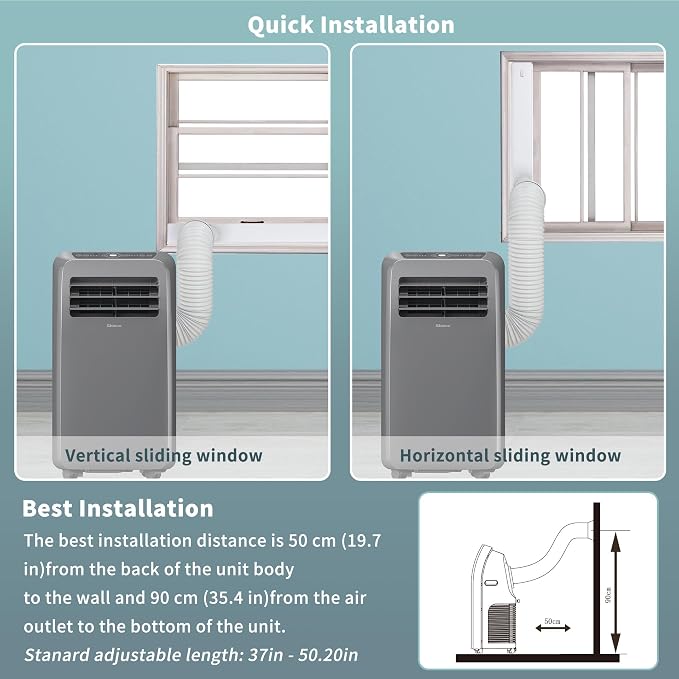 Shinco 10,000 BTU Grey Portable Air Conditioner - 3-in-1 Cool/Dehumidifier/Fan for Rooms Up to 400 sq.ft, Remote Control & 24H Timer, Compact AC Unit for Bedroom/Office