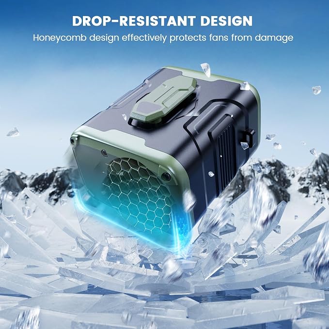 coldSky Upgraded Waist Fan Clip On, Wearable Belt/Neck Personal Fan with Light, 5 Speeds Strong Airflow Cooling for Outdoor Jobsite Camping Travel