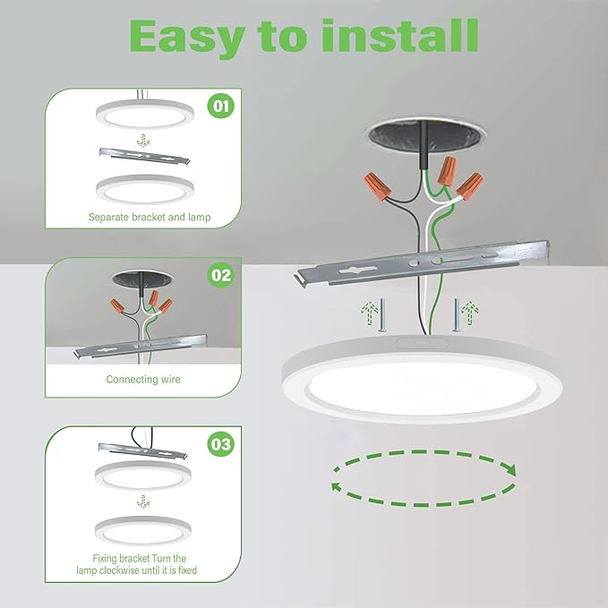 Flush Mount Ceiling Light Fixture - ETL Certified -11 Inch Dimmable 5000K Daylight White LED, 0.63'' Ultra Thin Round Design for Bedroom, Bathroom, Kitchen, Hallway, Basement, Closet (3-Pack)