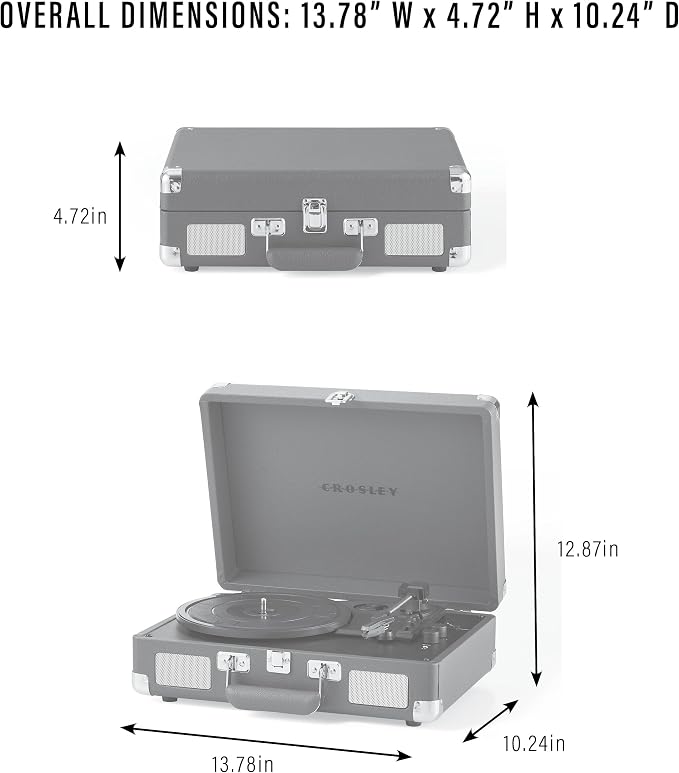 Crosley CR8005F-EM Cruiser Plus Vintage 3-Speed Bluetooth in/Out Suitcase Vinyl Record Player Turntable, Dark Emerald