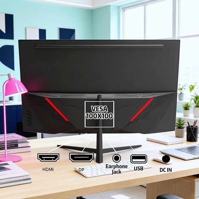 ZZA 27 Inch Curved Gaming Monitor 200Hz, Full HD 1080P VA Panel Computer Monitor, 1ms Response Time, FreeSync, HDMI & DP Port, HDR, Frameless, VESA Mountable