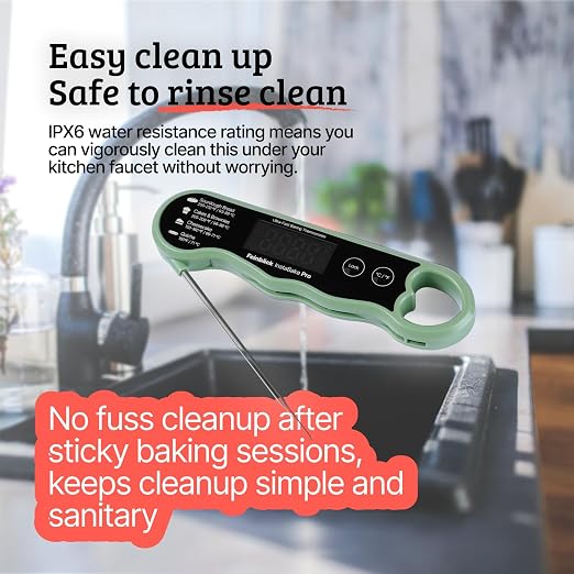 Pro Instant Read Food Thermometer for Cooking Sourdough Bread Baking | Rechargeable Rotating Screen | Digital Meat Thermometer Kitchen Gadget Grill Accessories | Water-Resistant (Olive Green)