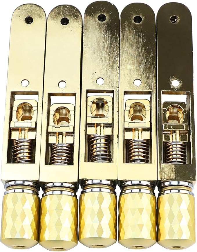 Pack of 5 Individual Single Tubular Fixed Bridge 5 String Electric Bass Bridge for Headless 5-string Bass Replacement Parts Gold