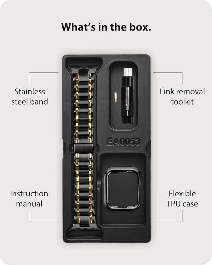 Fullmosa Bands Compatible with Apple Watch Band 46mm 45mm 44mm 42mm 49mm 41mm 40mm 38mm,Stainless Steel iWatch Band with Case for Apple Watch Series 11 10 9 8 7 6 5 4 3 2 1 SE3/2/1 Ultra3/2/1, 46mm, Black and Gold