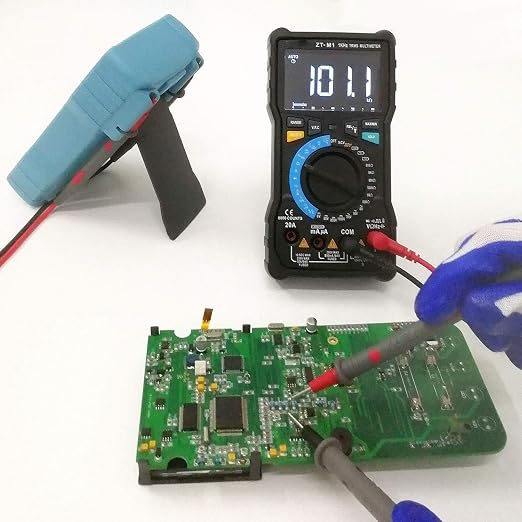 Auto Ranging Digital Multimeter TRMS 6000 with Battery Alligator Clips Test Leads AC/DC Voltage/Account,Voltage Alert, Amp/Ohm/Volt Multi Tester/Diode (ZT-M1)