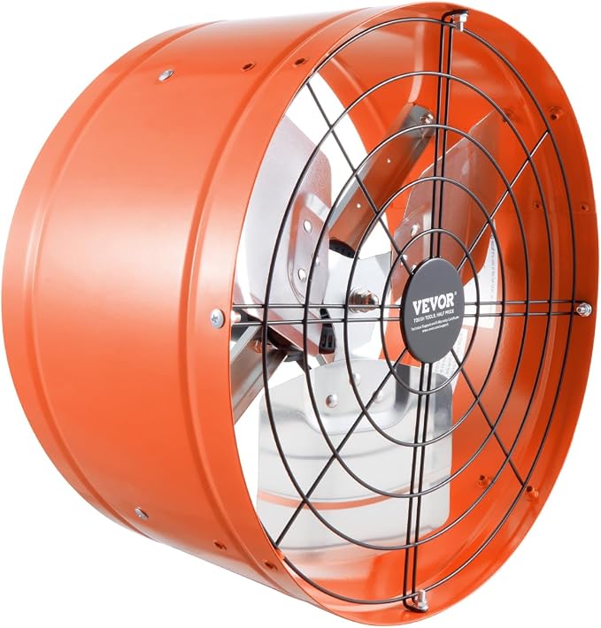 VEVOR Gable Mount Fan, 15 Inch Attic Exhaust Fan with Adjustable Thermostat & Outer Mesh, 1650 CFM House Ventilator Cools Up to 2360 Sq.Ft, Quiet Ventilation for Roof, Garage & Shop, Vibrant Orange