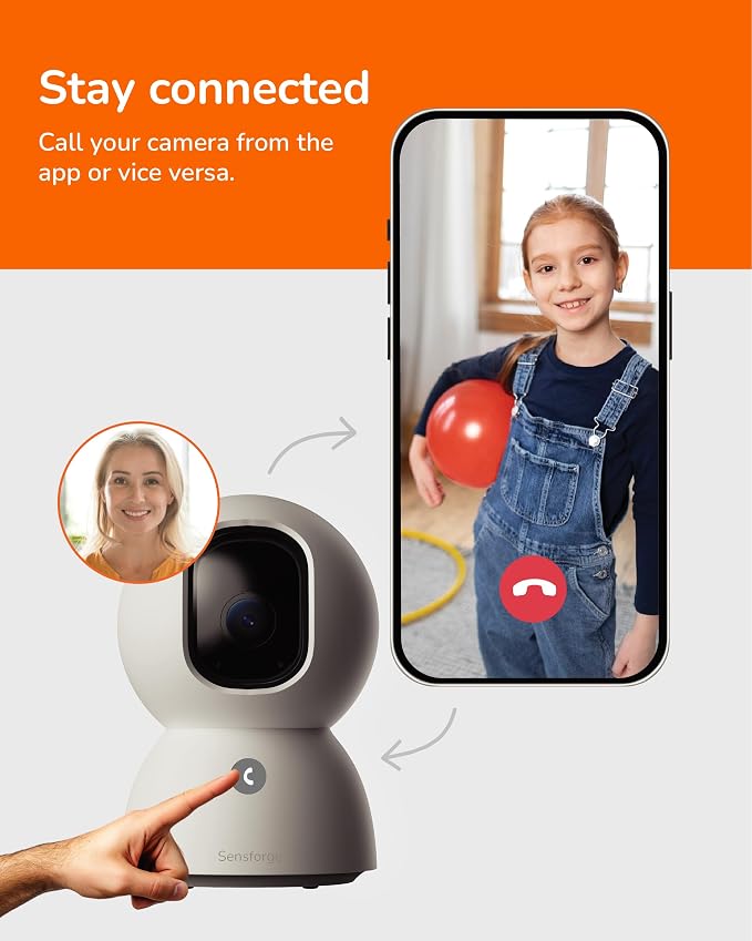 SensForge 2.5K Rechargeable Pan-Tilt Security Camera, 360° Dual-Band WiFi Home Camera, Free AI Human & Pet Detection, 2-Day Cloud + 64GB SD Storage, Two-Way Talk, Optional AI + Storage Upgrade