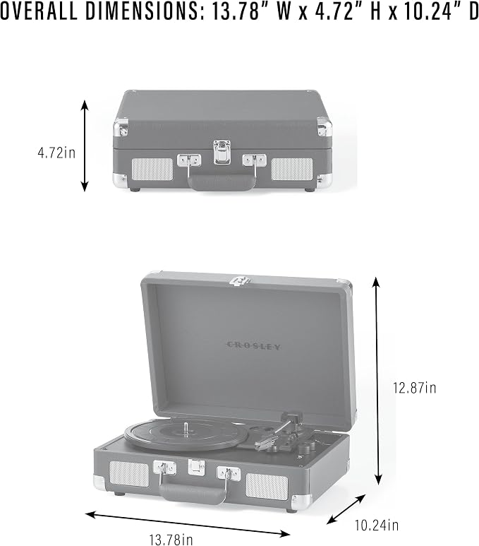 Crosley CR8005DP-WF Cruiser Plus Vintage 3-Speed Bluetooth in/Out Suitcase Vinyl Record Player Turntable, White Farmhouse