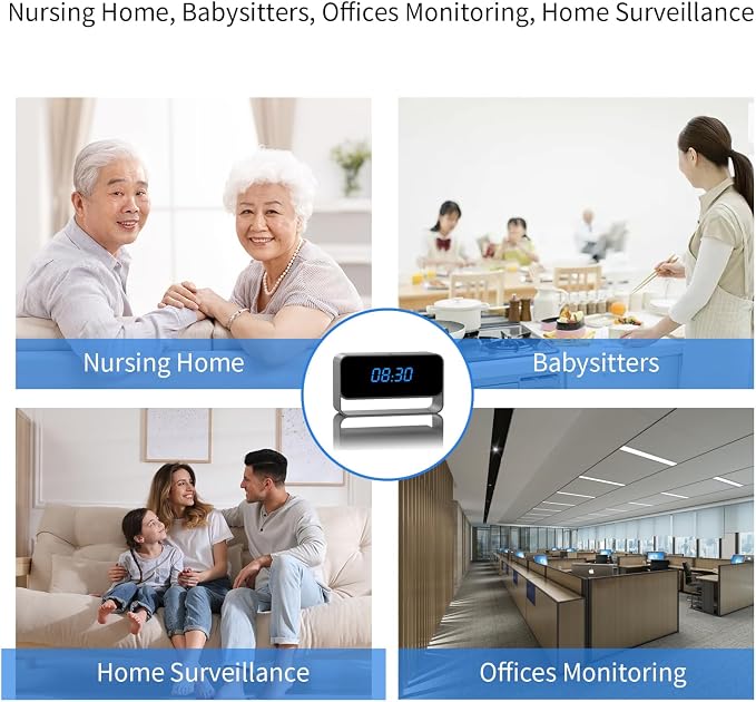 HiSpyCam Mini Wireless Security Camera with Clock Display - Full HD 1080P - WiFi Nanny Cam for Home Use - Strong Night Vision - Cloud/Local Storage