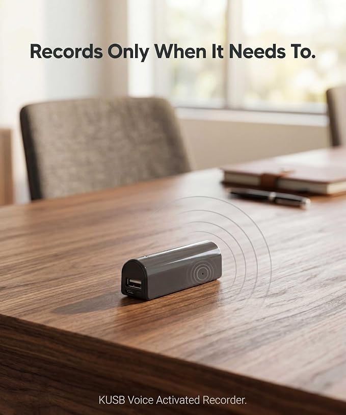 KBANK Long Battery Life Voice Activated Recorder with Playback on iPhone and Android | Voice Recorder Listening Device | 576 Hours of Recorder | 150 Days of Standby Battery Life