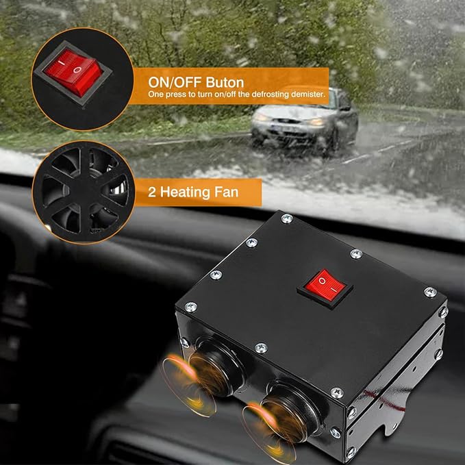 Car Heater Windshield De-Icers - Torcarvh Car Defogger 12V 500W Car Heater 2 in 1 Portable Car Heaters and Cooling Fan with Purification for Winter (24V 500W, 2 Holes)