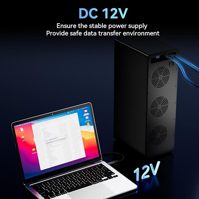 CENMATE Aluminum 12 Bay Hard Drive Enclosure with Cooling Fan for 2.5“/3.5" SATA HDD/SSD with USB A/C 3.0, Support Hot Swappable, Tool-Free HDD Enclosure, DAS(NO RAID/NAS)