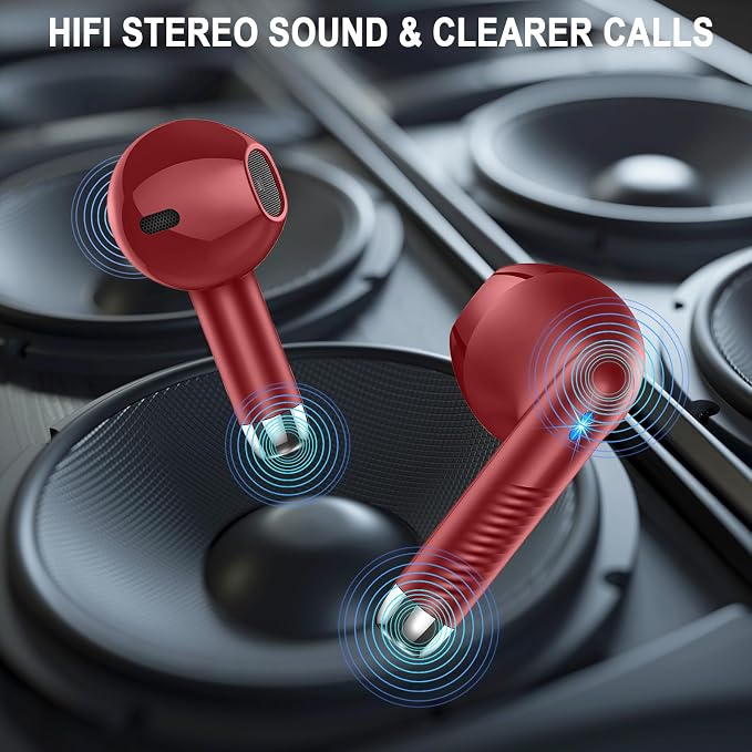 Jxrev Wireless Earbuds, Bluetooth Headphones LED Power Display Ear Buds Bass Stereo, Bluetooth Earbuds in-Ear Noise Cancelling Mic, Playback Mini Case IP7 Waterproof Sports Earphones for Android iOS