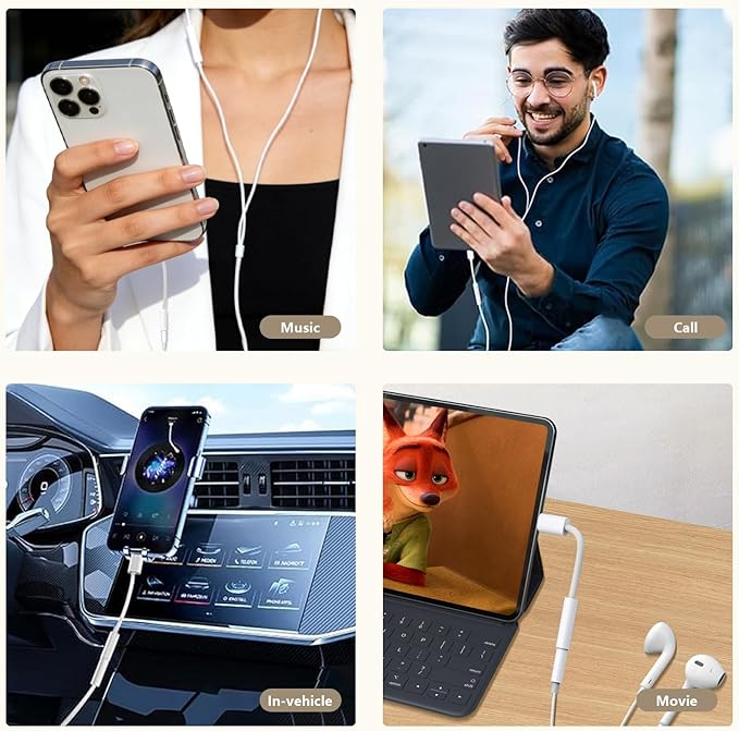 USB-C to 3.5mm Audio Headphone Adapter - HiFi Compatible with Apple iPhone 17 16 15 Galaxy S25 S24 S23 S22 S21 Plus Pro Max Ultra Pixel iPad - Type C to Aux Cord Jack Dongle Nylon-Braided (5 Pack)