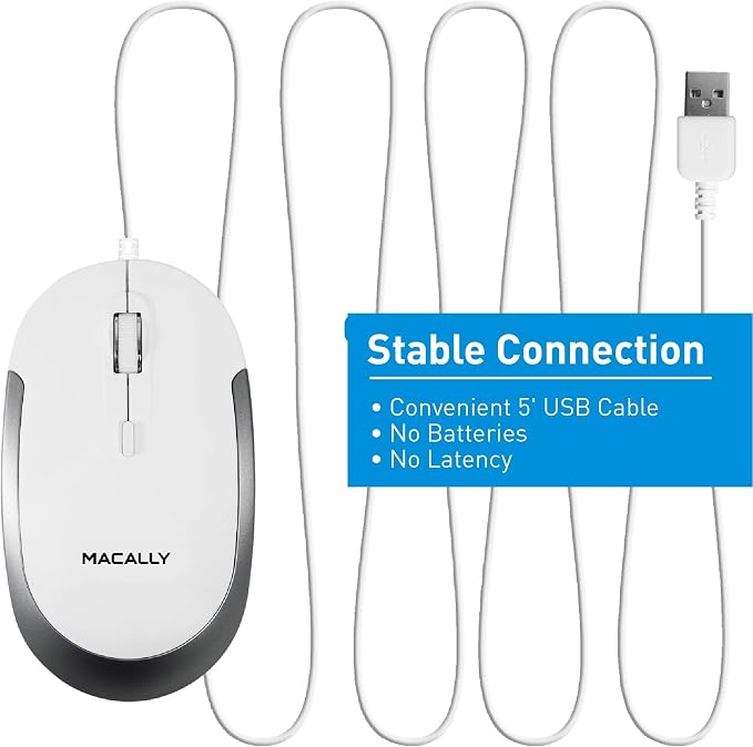 Macally Slim Wired Keyboard and a Silent Wired Mouse, Classic Apple Essentials