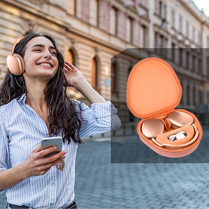 co2CREA Hard Case with Sleep Mode Replacement for Apple AirPods Max 2 / AirPods Max Wireless Over-Ear Headphones (Orange Case)