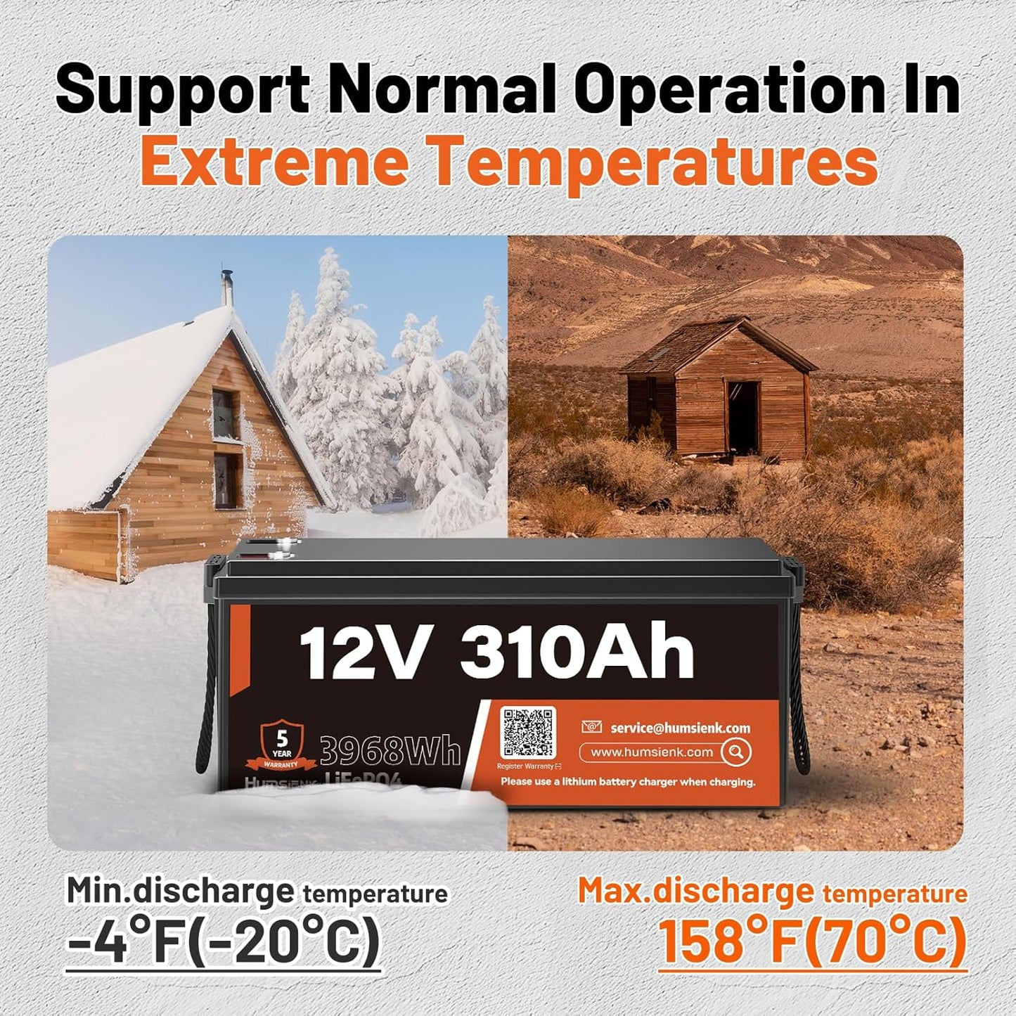 12V 310Ah LiFePO4 Lithium Battery 4PCS– Max. 3968Wh, 15000+ Deep Cycle Battery with 100A BMS, Low-Temp Cutoff | A+ Grade Cells for Marine, Trolling Motor, Off-Grid Home Energy Storage, Van Life