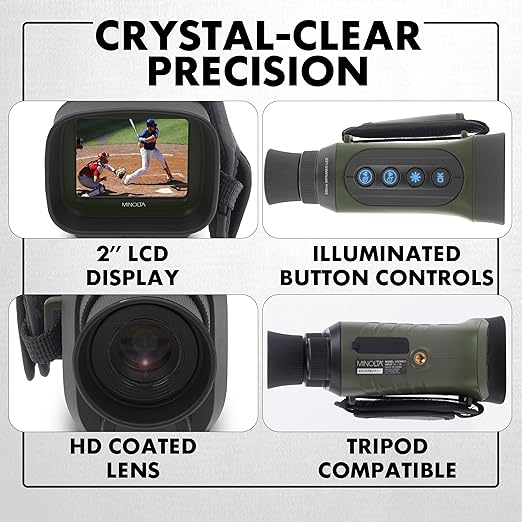 Minolta 6x25 Digital Night Vision Monocular w/Built-in 4K HD Video Camera (Green)
