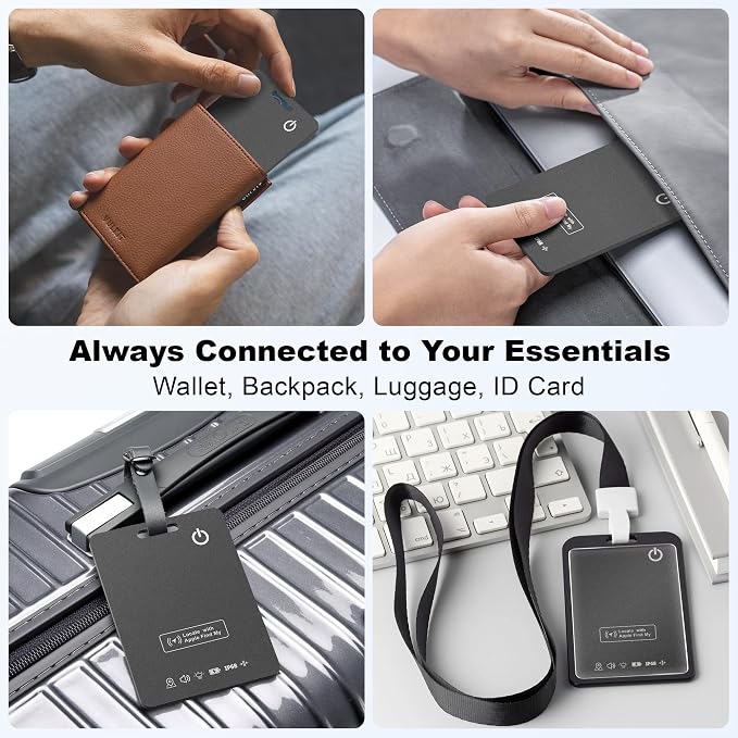 Wallet Tracker Card (iOS Only), Rechargeable Smart Card Wallet Tracker Works for Apple Find My, Thin Bluetooth Tracking Card GPS Tracker, Key Finder for Keys, Bags, Passport, Carbon Fiber