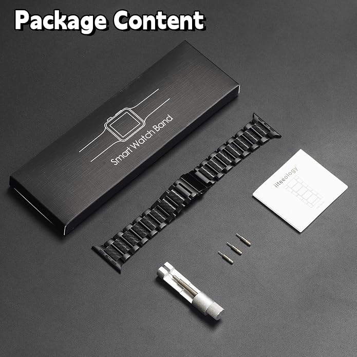iiteeology Carbon Band Compatible with Apple Watch 49/46/45/44/42mm 42 Series 11/41/40/38mm, Women Men Light Genuine Carbon Fiber Band for iWatch Ultra 3/2/Series 11-1