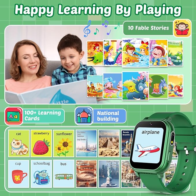 Sedzofan Waterproof Smart Watch for Kids Boys Toys Age 5-12 with 32 Games, Dual Camera, Habit Tracking, Music Player, Video, Alarm Clock, HD Touchscreen Kids Smart Watch Gift for Kid Age 6 7 8 9 10