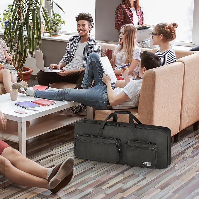 49 Key Keyboard Gig Bag 10mm Padded Full Protection with Adjustable Straps, 4 Pockets for Accessories, Electric Piano Case (33.8''x13.8''x4.3'')