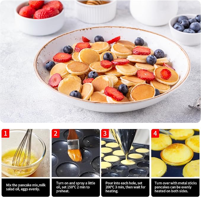 1700W Mini Dutch Pancake Baker,50PCS Electric Commercial Dutch Pancake Baker with Nonstick,110V Dutch Pancake Cooker for Restaurant and Kitchen,Dessert Breakfast