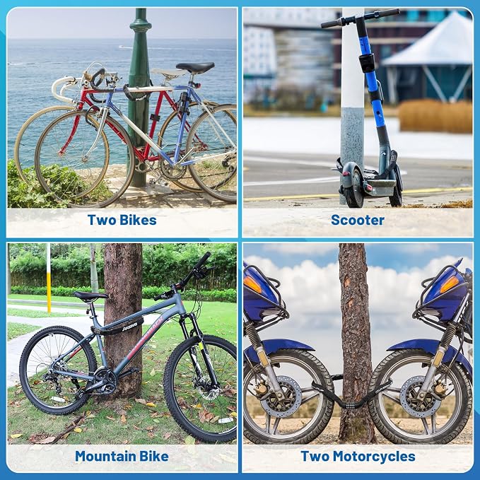 APECYC Bike Lock Heavy Duty Anti Theft, 3/4/5/6FT Bike Chain Lock with 5 Digit Resettable Combination, Bicycle Lock for E Bike, Scooter & Motorcycle, Cut Resistant Security Chain with Protective Cover