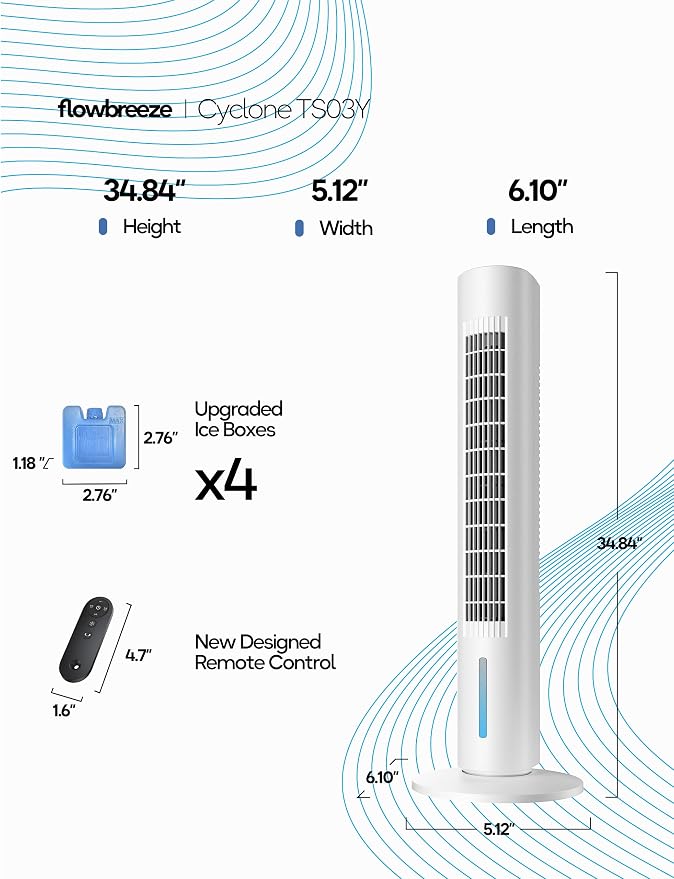 Windowless Portable Air Conditioner, 35.1" Evaporative Air Cooler for Room No Window, 7H Timer, 4 Modes, Remote Control, 140° Max Oscillating, Large Water Tank, Quiet AC Unit for Bedroom, White