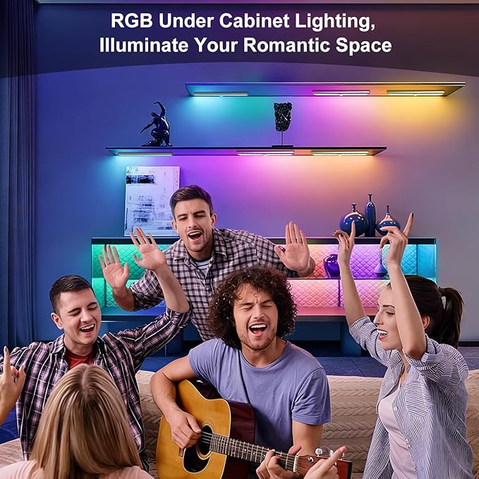 Under Cabinet Lights with Remote Control,15 Colors Under Cabinet Lighting Wireless,Rechargeable Battery LED RGB Night Light Bar withTimer,Dimmable Under Counter Lights for Indoor Kitchen,3Pack