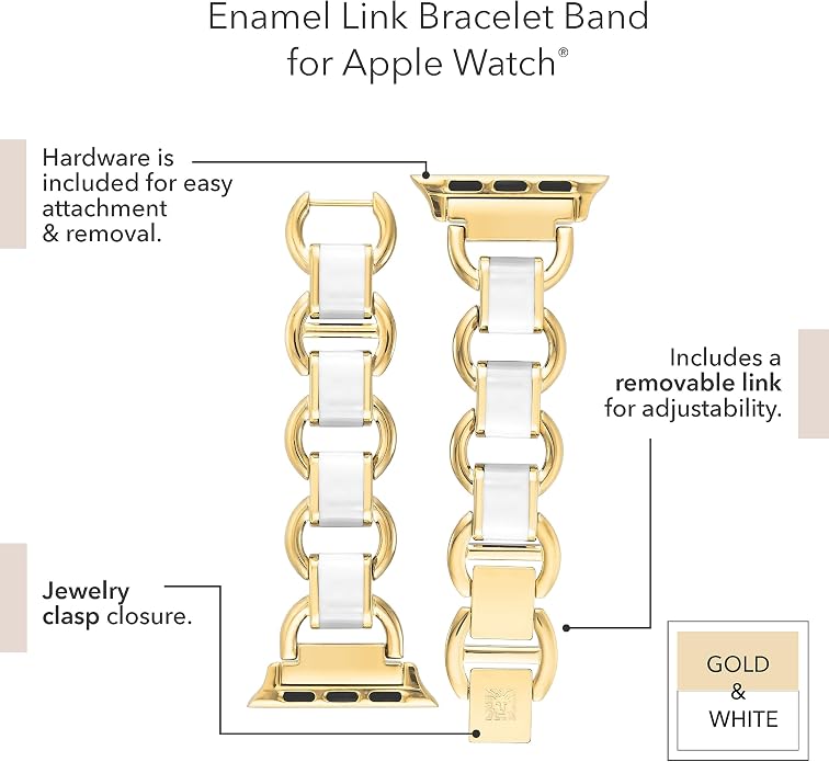 Anne Klein Fashion Chain Bracelet for Apple Watch, Secure, Adjustable, Apple Watch Replacement Band, Fits Most Wrists