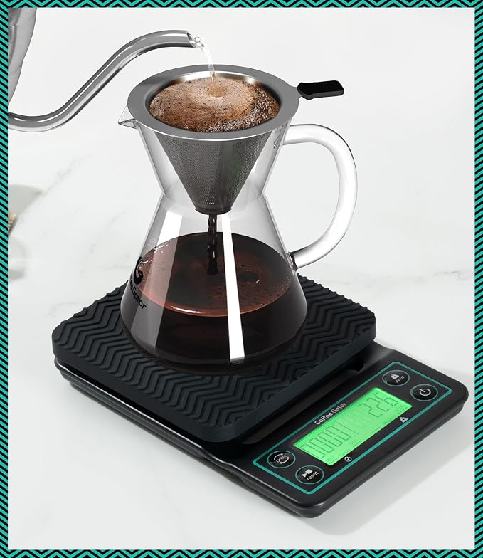 Coffee Gator Coffee Canister -22oz Airtight Stainless Steel and Coffee Scale 0.1 Precision with Timer