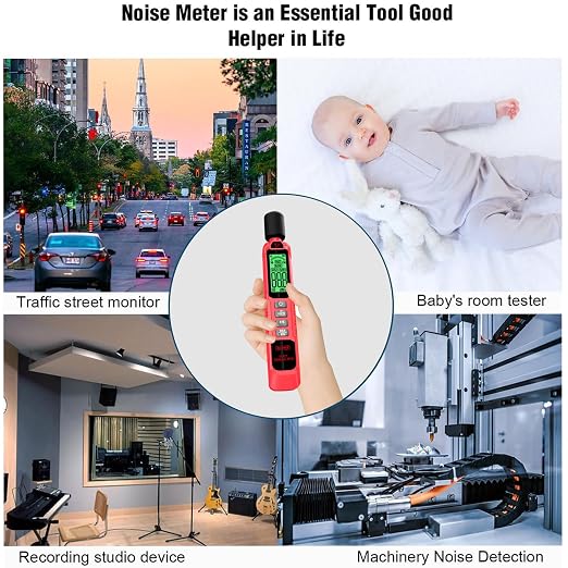 Noise Decibel Meter, Noise Meter, Decibel Meter, Digital Sound Level Meter, 30dB to 130dB Audio Noise Measurement Equipment, LCD Backlight Display, MAX/MIN Data Retention, Automatic Power-Off
