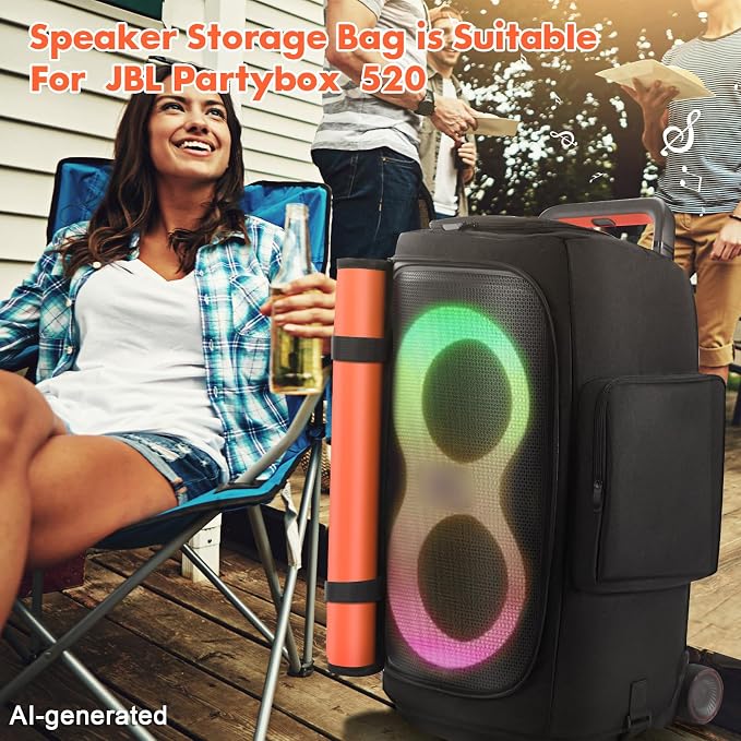 LEFOR·Z Speaker Case Compatible with JBL PartyBox 520,Bottomless Speaker Dust Cover Storage Bag Fits for JBL PartyBox 520 for Outdoor Travel,Portable Cover Only(Without Wheels and Pull Rod)