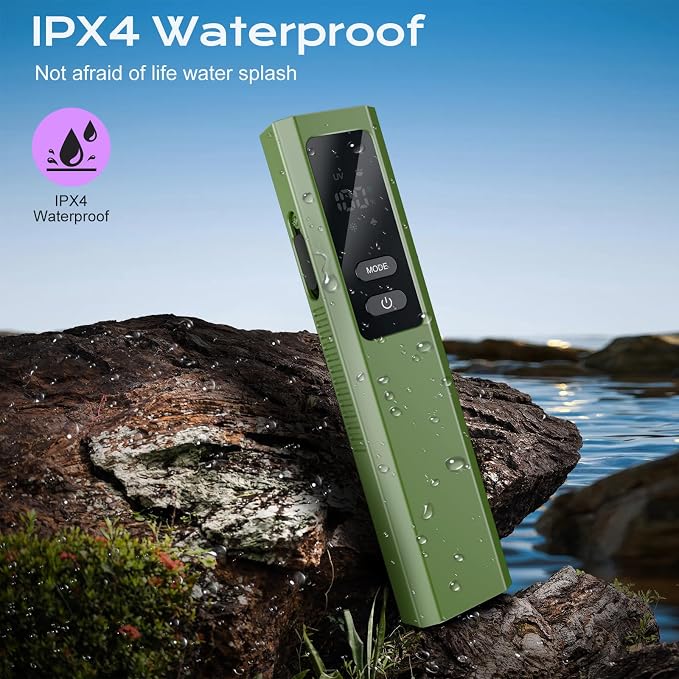 EDC Flashlight 4 in 1 Pocket Magnetic Slim Flat Flashlight High Lumens Work Light with Green Beam & UV Light & Warning Light Combo EDC Rechargeable LT-010 (Green Color)
