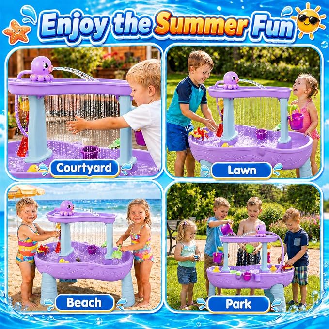 Upgraded Octopus Water Table Pump with Huge Water Output, 3H Non-Stop Fun for Step 2, Rechargeable Water Pump for Water Table, Water Table Accessories for Kids, Toddlers Summer Water Toys (Pump Only)