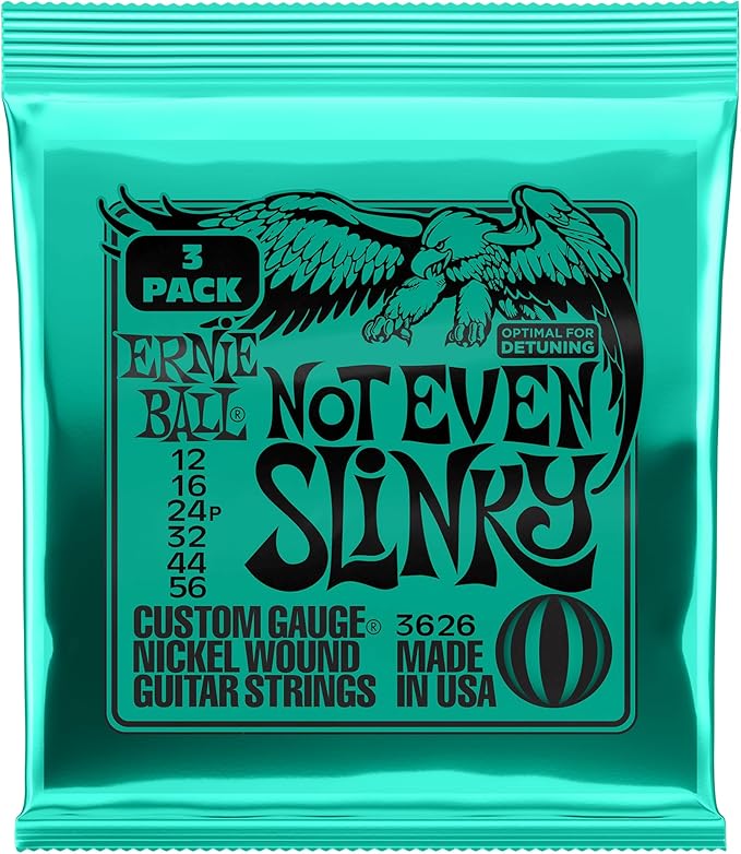 Ernie Ball Not Even Slinky Nickel Wound Electric Guitar Strings 3-pack, 12-56 Gauge (P03626)