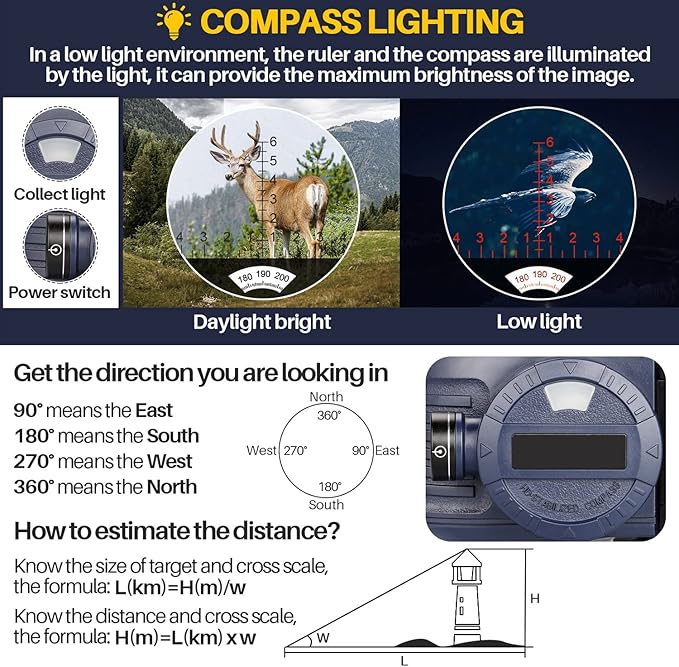 10x50 Marine Binoculars with Compass for Adults - Waterproof BAK4 Prism FMC Lens Binoculars with Rangefinder Compass and Shoulder Harness Strap for Navigation Hunting Bird Watching