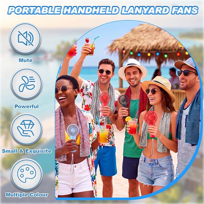 Retisee 24 Pcs Cooling Towel Mini Portable Fan Set 32 x 12 Inch Ice Towel Chilly Handheld Battery Powered Fan Cooling Sport Gifts for Travel Makeup Yoga Camping Running Summer(Fresh,Multicolor)