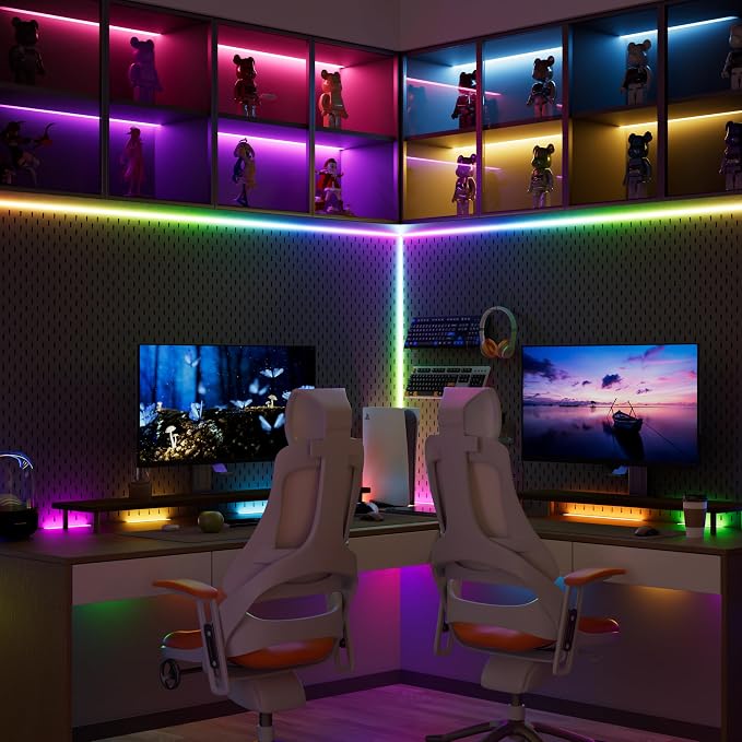 PAUTIX COB LED Strip Lights Pro, UL-Listed RGB Smart IC Chasing Color Addressable COB LED Tape Light, Music Sync Flexible RGB LED Lights, Smart Strip Light, for Party, Bedroom, Color Changing, 6.56ft