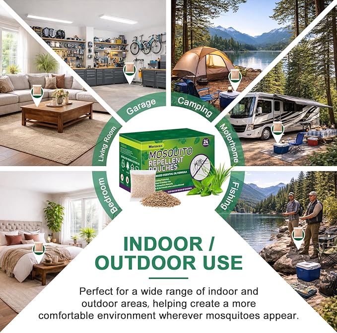 Mosquito Repellent Outdoor Patio, Natural Mosquito Repellant Indoor for Bedroom, Living Room, Patio, Camping, Garages, Safe for Kids and Pets (24 Packs)