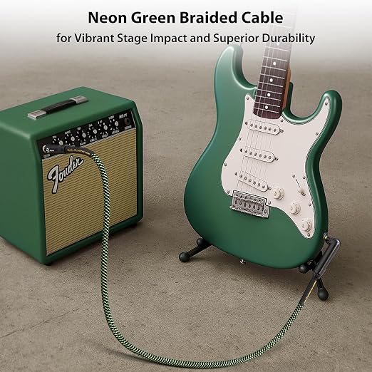 AA AUDIO ACCESSORY Pro Series Guitar Cable 10 ft, Gold-Plated Neutrik REAN Connector, 18 AWG 99.99% OFC, Low Capacitance Straight to Right Angle 1/4 Inch Instrument Cable for Fender Ernie Ball Mogami