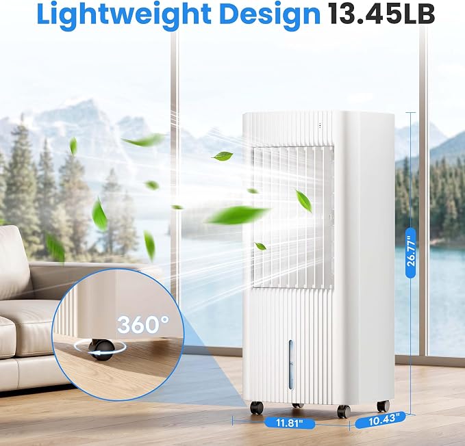 COWSAR Evaporative Air Cooler, 3-in-1 Portable Air Conditioners with Remote, 3 Modes & 3 Speeds, Portable Swamp Cooler with Rapid Cooling, 15H Timer, Air Cooler Fan for Bedroom Office
