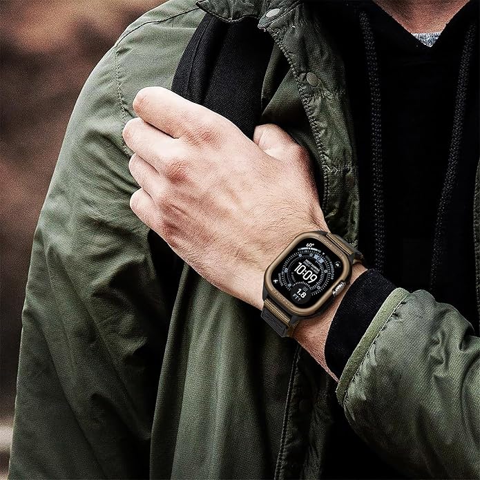 Bandletic Rugged Case with Band Compatible with Apple Watch 49mm(Ultra 3/2/1),46mm(Series 11/10), 45mm(Seriess 9/8/7),44mm(SE3/SE2/SE/6/5/4), Protective Cover Sport Accessories for iWatch Men