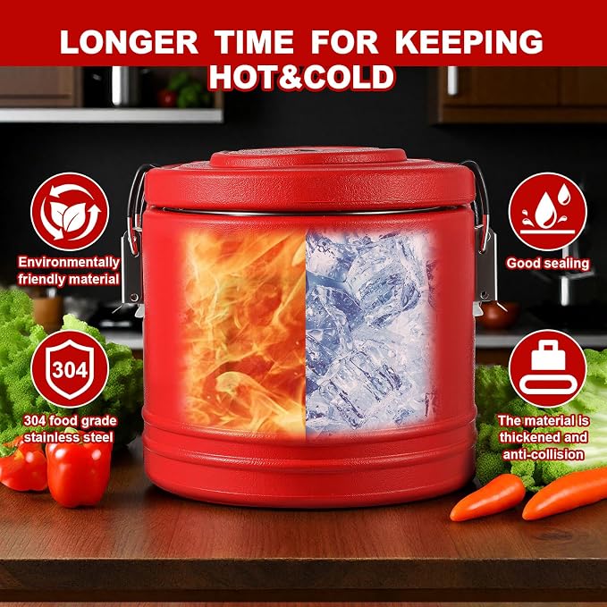 Jinei Food Warmer Hot or cooler Insulated Food Container Carrier with Spoon, Portable Commercial Soup Box for Restaurant Canteen Home Party Lunch(11qt)