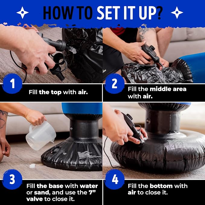 THB Punching Bag for Kids - Inflatable Punching Bag with Boxing Gloves for Kids Age 3-8, 63” Ninja Boxing Bag with Electric Air Pump to Practice Taekwondo, Karate, MMA, Bouncing Back